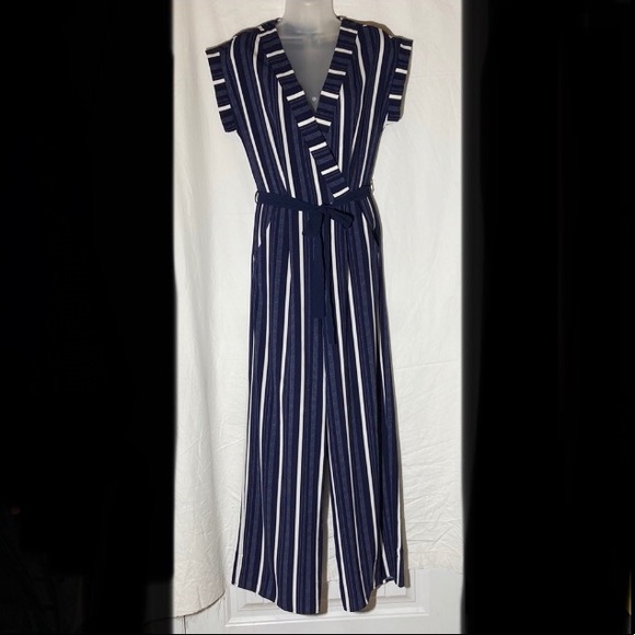Monteau Navy and White Horizontal Strip Jump Suite NWT. Small - Picture 1 of 11